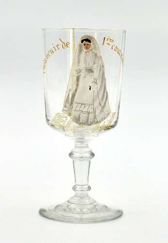 Ancien verre pied émaillé