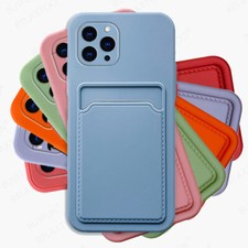 Pour iPhone 16 15 14 Pro MAX 13 12 11 Fente pour carte Antichoc Doux Coque Etui