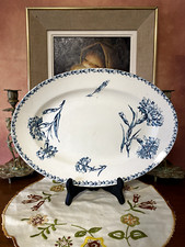 Grand plat Ovale de service KG Lunéville modèle Oeillet faïence XIXème