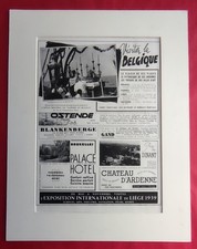 Pub de presse: Visitez LA BELGIQUE - QUINTONINE - VICHY - PHOTO-PLAIT  1939