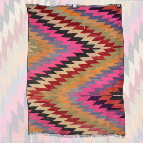 Tapis boho vintage fait - main,