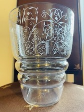 BACCARAT CRYSTAL VASE GRAVÉ ART DECO LULLI Années 1930 Hauteur 19,5 Diam 15,5 BE