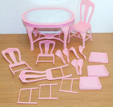 vintage TABLE + 4 CHAISE de salle a manger 1987 Living Pretty Barbie MATTEL 4775