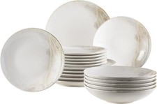 Mäser Lot De Vaisselle En Grès Ossia, 6 Gens, Blanc/Beige