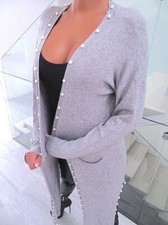 Robe cardigan en laine angora chaude et douce de créateur Memory & Co grise L/XL