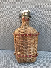 Ancien petite bouteille fiole Belgique entourage osier french antique bottle