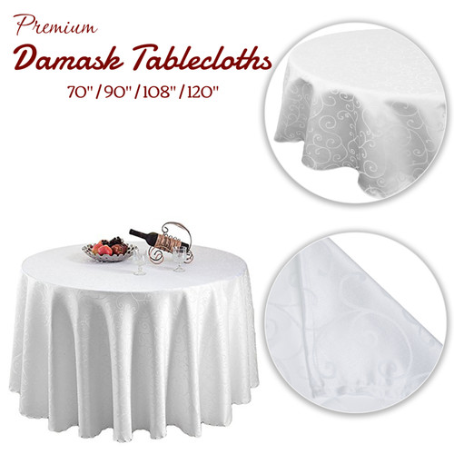 Rond blanc jacquard damassé - rond,