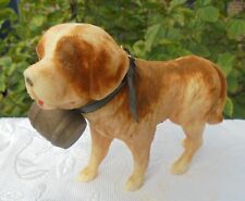 ANCIEN JOUET CHIEN RACE  SAINT BERNARD EN  FLOQUÉ vers 1960 POUR NOEL