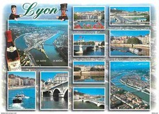 69 - Lyon - Multivues - Marionnettes Guignol et Gnafron - Péniches - Carte Neuve