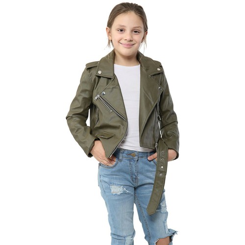 Filles kaki veste simili - veste, cuir