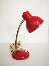 Vintage Lampe de Bureau Flexible en Tôle Rouge Fonctionne Chevet Table Atelier