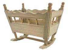 Poupées Maison Bare Bois à Bascule Berceau Miniature Inachevé Maternelle Meubles