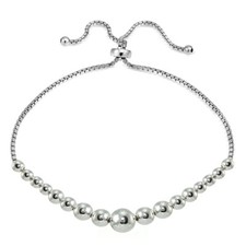 Argent Sterling Gradué Perle Bracelet Réglable