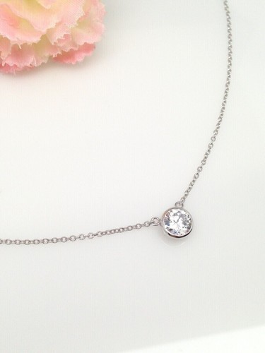 Bezel solitaire necklace - bezel, cz