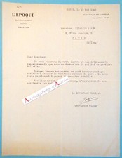 ● Jean Louis VIGIER 1946 Directeur Journal l'Epoque - à Girod de l'Ain - Lettre