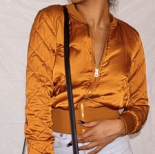 VESTE BOMBER EN SOIE JAUNE