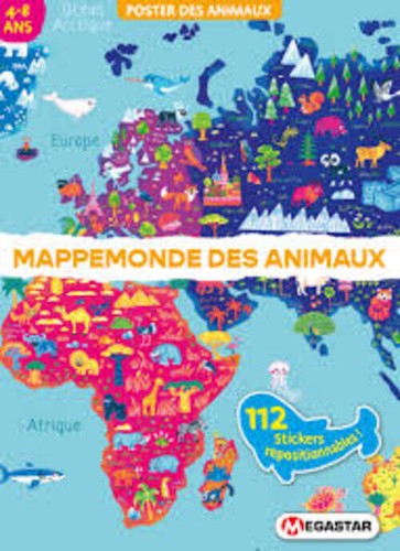 Poster mappemonde des animaux - poster,