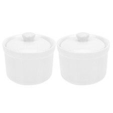  Lot de 2 marmites en céramique avec couvercle - Soupières en grès - Casseroles