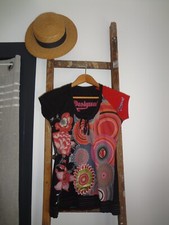 S 34 36 DESIGUAL HAUT TOP TEE SHIRT MANCHE LONGUE TUNIQUE ROBE VESTE DEBARDEUR J