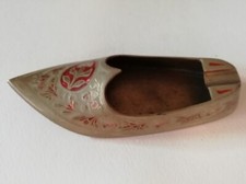 Vintage " cendrier  chaussure/ Babouche - Bronze  Massif Miniature Main Gravé  