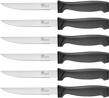 Pradel Excellence - Set de 6 Couteaux à Steak en inox, Manche polypropylène Noir