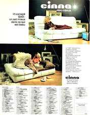 Publicité Advertising 0424  1981  Cinna lit-canapé Gao  meubles fauteuils