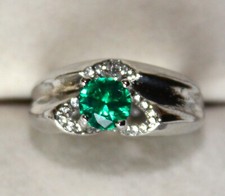 Emeraude Verte de 1,015 ct - Bague Acier Inoxydable avec Zircons