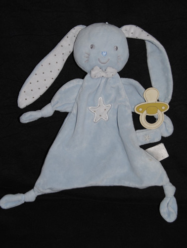 Doudou plat lapin - lapin, bleu