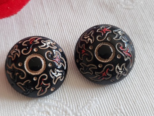 Duo boutons anciens verre - anciens, en