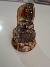 ENCRIER COQUILLAGES ANCIEN VERRE NACRE BATEAU VINTAGE ÉCRITURE PLUME 