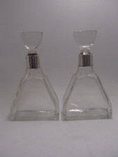 PAIRE CARAFES A WHISKY EN ARGENT MASSIF ET VERRE POINCON MINERVE 1 ER TITRE