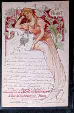 Superbe CPA  Illustrateur ART NOUVEAU  Femme au Pavot  Pub La belle jardinière