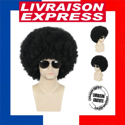 Perruque courte frisée noire - perruque,