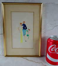 gouache ancienne dessin mode style art déco 1950s n3