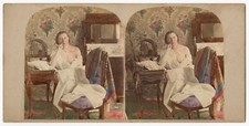 Stéréo, Sujet érotique, Femme sein nu, Photo Lamy Ca. 1860