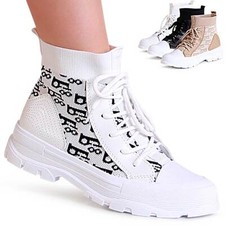 Baskets À Talon Plat Pour Femmes Hautes Derby En Tricot