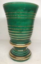 Rare Grand Vase Vert Et Or En