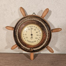 THERMOMETRE GOUVERNAIL EN BOIS / INSTRUMENT DE MESURE / VINTAGE 