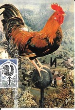 CARTE PHILATELIQUE "LE COQ" DANS TOUTE SA MAJESTE EN GIROUETTE