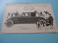 PUBLICITE MAGAZINE 1926 VOITURE MARMON 8 CYLINDRES FROCK