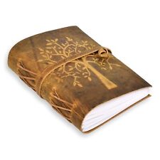 Carnet journal intime en cuir fait main arbre en relief 240 pages non réglées