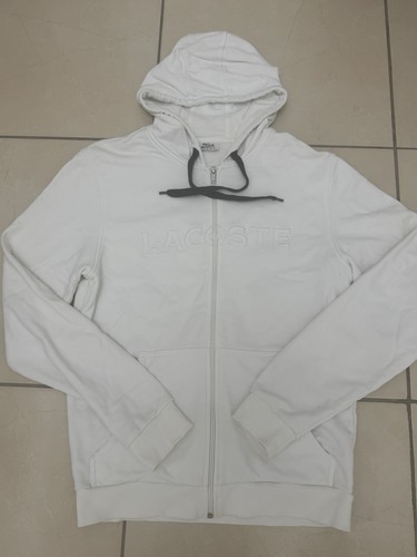 Pull avec zip lacoste - lacoste, blanc