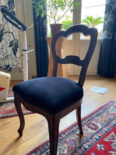 Chaise bois tissu noir - tissu,