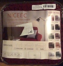 NICEEC Loveseat Slipcover Red Loveseat Cover 1 Piece Easy Fitted Sofa Couch C...