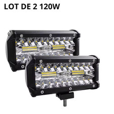 Lot de 2 Barres LED 120W Étanche IP67 Rampe Lumineuse Travail Voiture 4x4 Camion