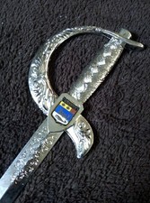 Coupe papier métal, épée, sabre, blason, Biarritz  20 cm 