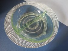 Plat compartiment verre ouraline perlé art déco ancien