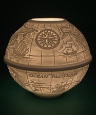 Photophore Porcelaine Limoges Lithophanie Deshoulières Mappemonde Globe Bon État