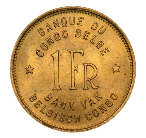 Pièce franc congo belge - 1,