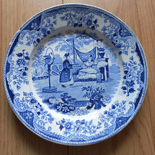 Assiette faience Montereau Louis Lebeuf le thé chinois bleu 1834